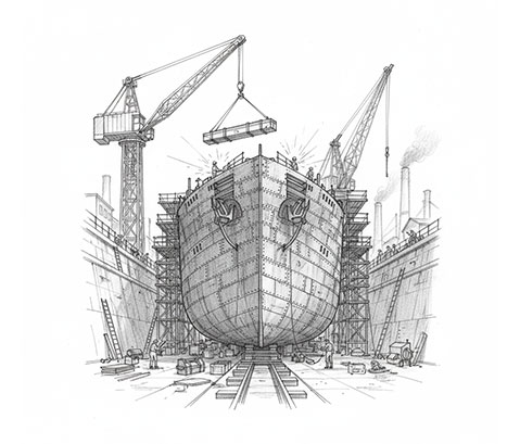 rysunek budowy statku