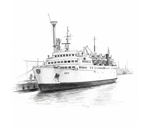 rysunek statku w porcie