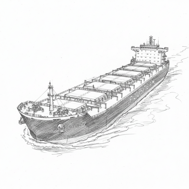 rysunek statku Giewont z lotu ptaka